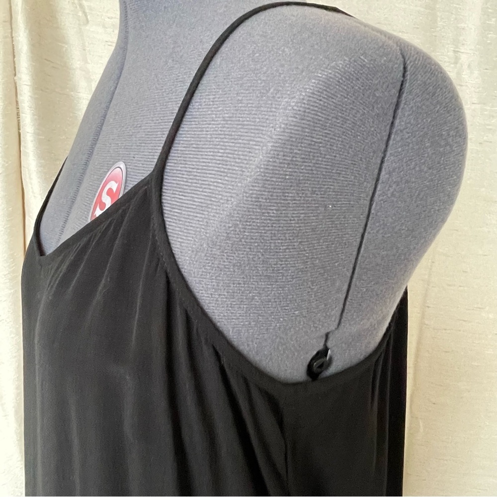 Eileen Fisher black tencel / polyester mostly maxi slip dress, size M